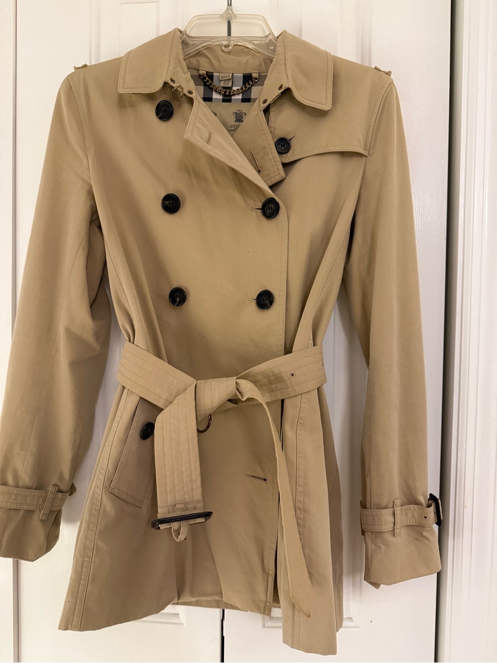 Burberry Khaki Double-Breasted Trench Coat